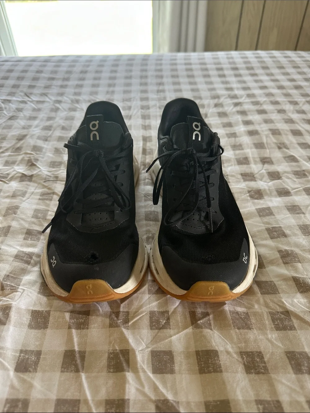 On Running Black Mesh Sneakers with White Midsole and Gum Outsole